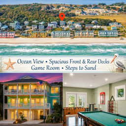 Ocean View Coastal Escape | Steps to the Beach | Game Room | 4 Decks