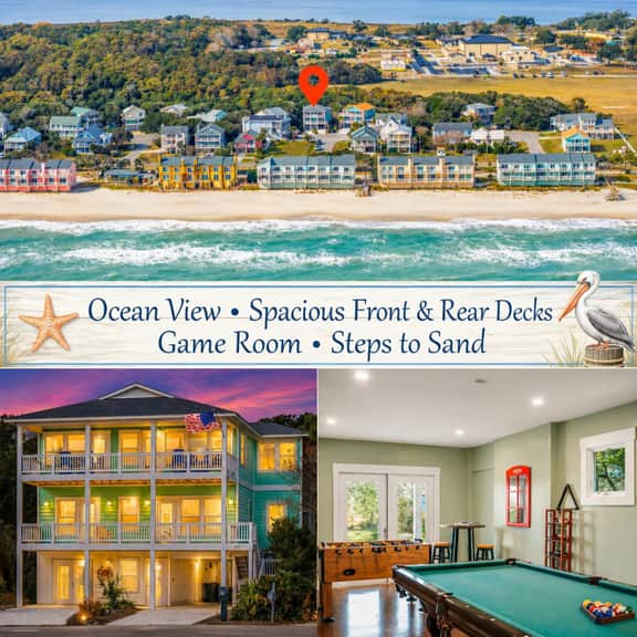Ocean View Coastal Escape | Steps to the Beach | Game Room | 4 Decks